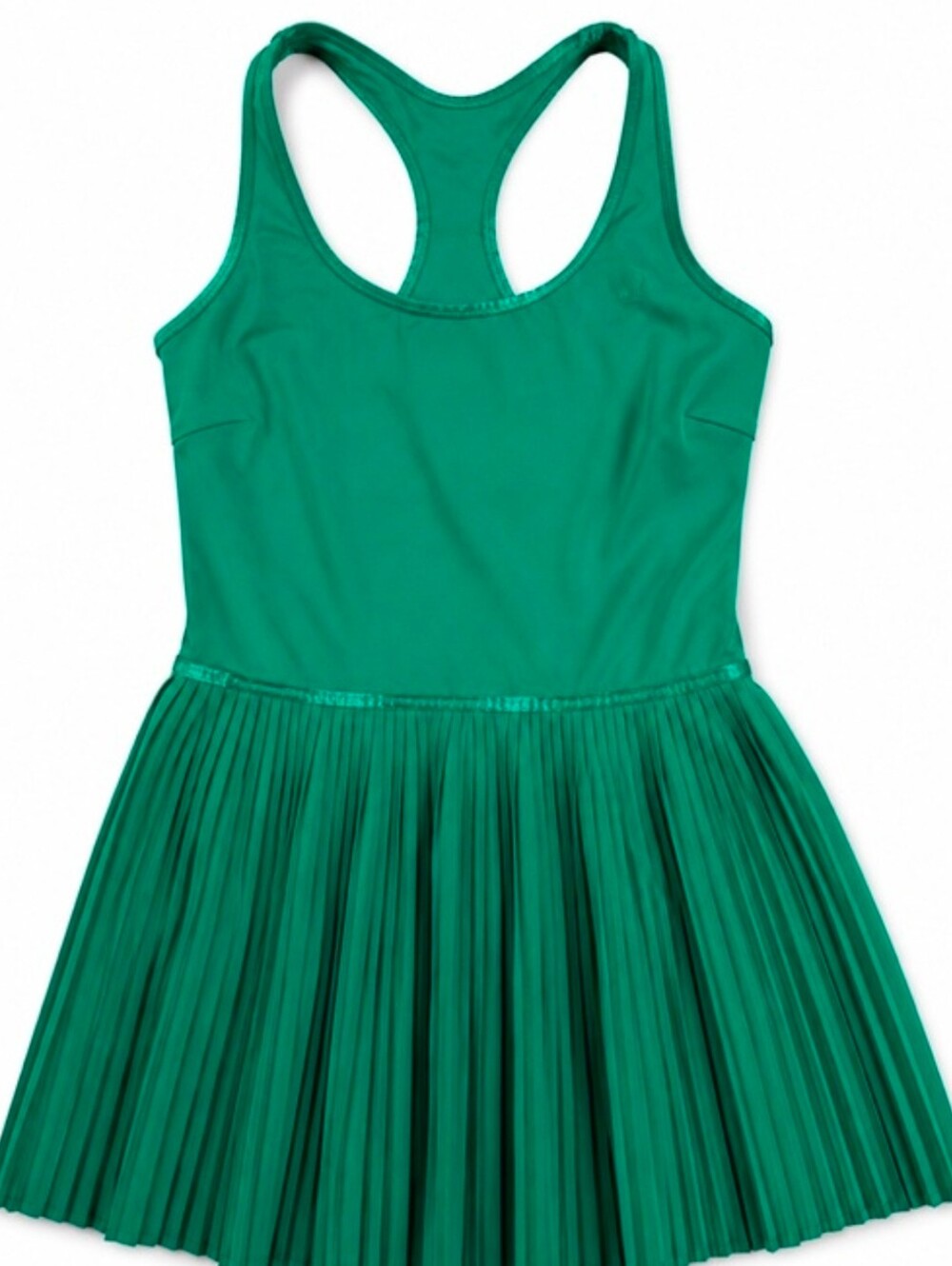 Beautiful Lululemon Scoop-Neck Pleated Linerless Tennis Dress vibrant green. SM